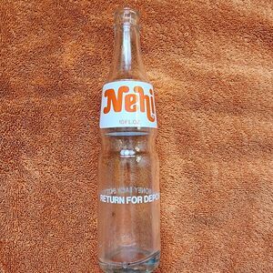 Vintage Nehi Clear Glass Bottle 10 oz Money Back Painted Label Soda